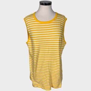 Duluth Trading Company Womens XL Long Tall Sleeveless Yellow Striped Top